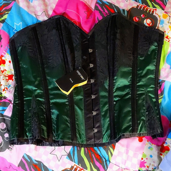 Corset Story Tops - 🔥Corset Story Overbust Corsetry Green w Black Lace Size 36 New Tags Never Worn